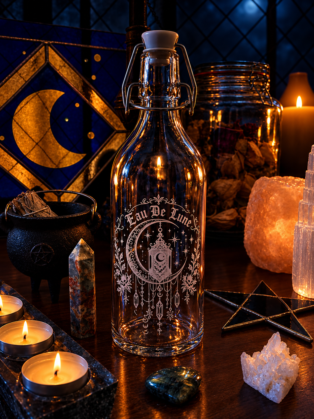 Bouteille eau de lune Lanterne des Cristaux